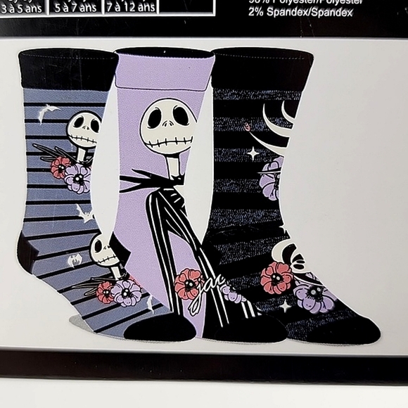 The Nightmare Before Christmas Jack Skellington Men 3 Pair  Crew Sock Size 10-13 - Picture 2 of 9